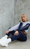 PRETTYLITTLETHING Sport Navy Color Block Hooded Tracksuit