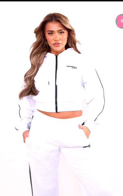 Cropped Hoodie Side Panel Suit Set