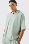 DOWN SHOULDER ELASTIC HEM POLO SHIRT SHORT SET