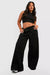 Plus Size Wide Leg Black Cargo Joggers