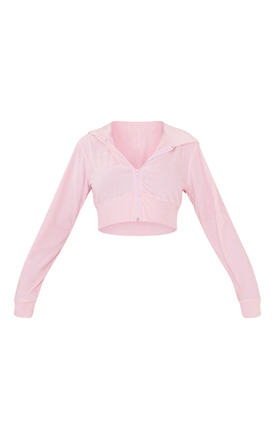 Baby Pink Valour Cropped Hoodie