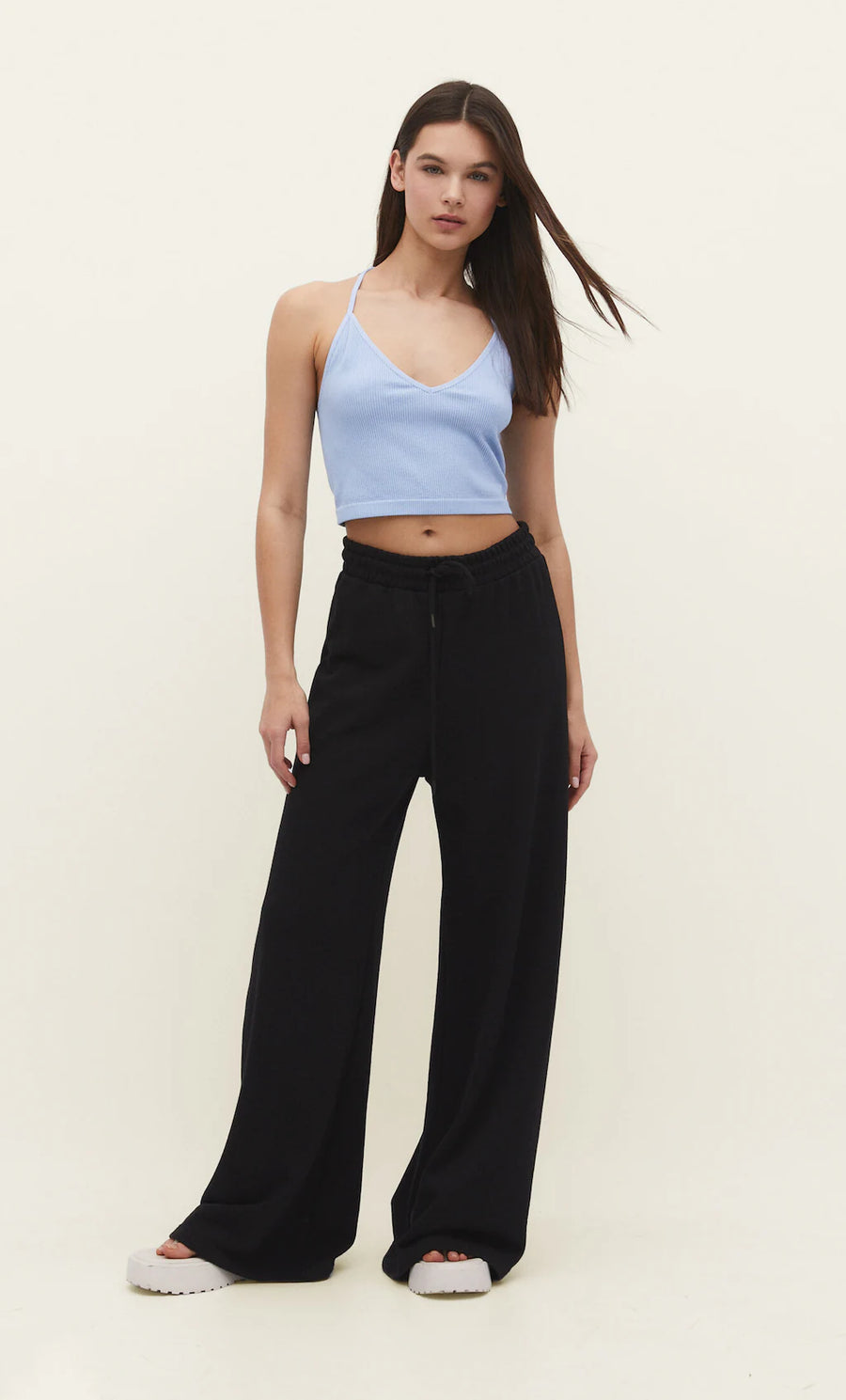 2023 Spring/Summer Womens Versatile Casual Wide Leg Blaack Wide Trousers  Women In Solid Colors From Daboluomi, $12.04 | DHgate.Com