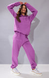 PRETTYLITTLETHING Down Shoulders Purple Hooded Tracksuit