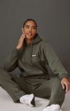 PRETTYLITTLETHING Badge Logo Charcoal Hooded Tracksuit