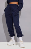 Navy QTR Zip Cropped Hooded With Joggers