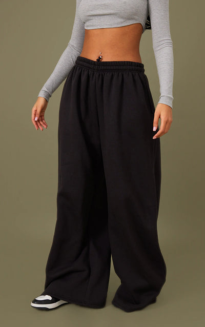 Extreme  Wide Leg Black Heavy Joggers