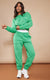 PRETTYLITTLETHING Down Shoulders Green Hooded Tracksuit