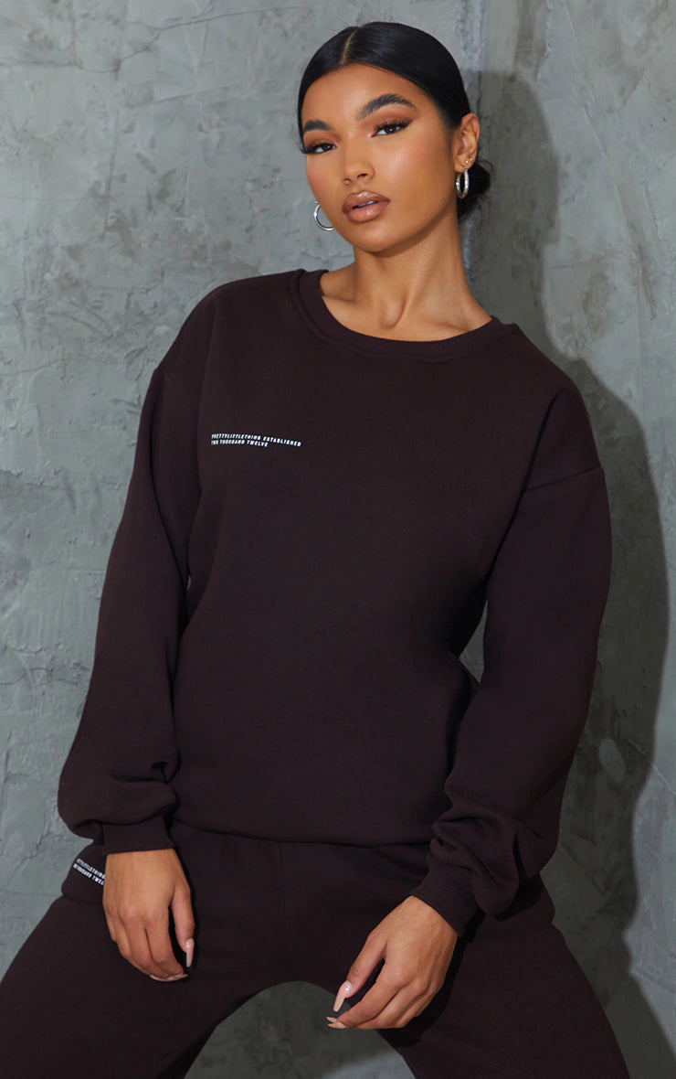 PRETTYLITTLETHING Embroidered Sweatshirt Tracksuit
