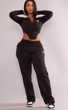 Shape Black Seam Detailed Wide Leg Joggers