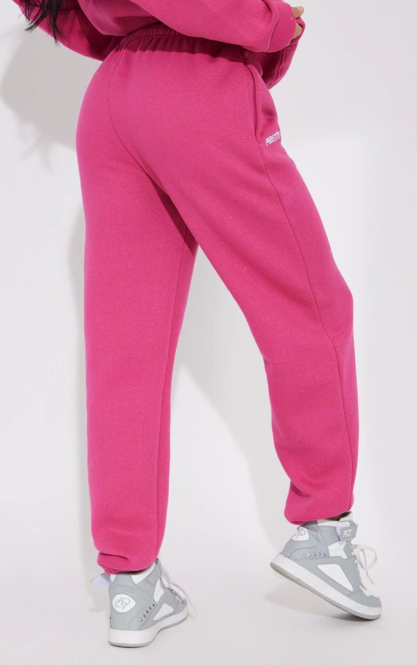 PRETTYLITTLETHING Down Shoulders Pink Hooded Tracksuit