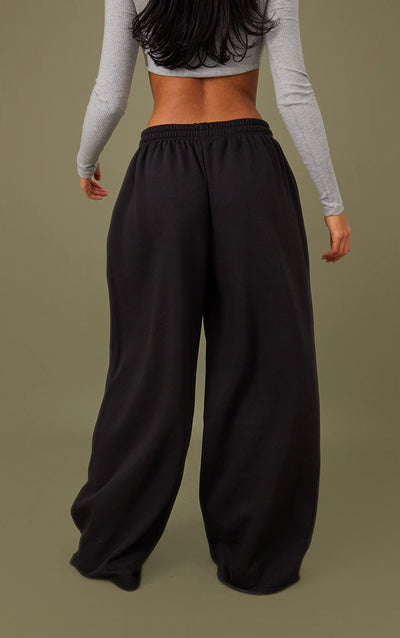 Extreme  Wide Leg Black Heavy Joggers