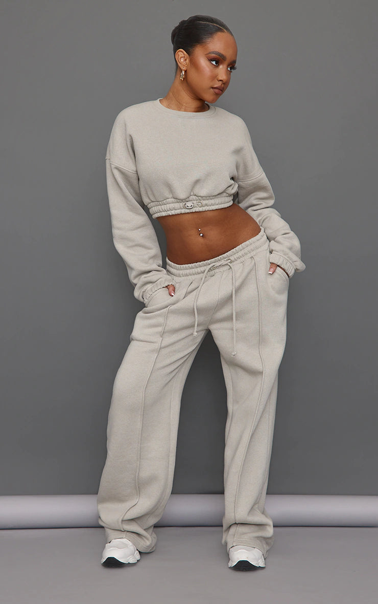 Petite Cream Wide Leg Seam Detail Tracksuit Big Brands Small
