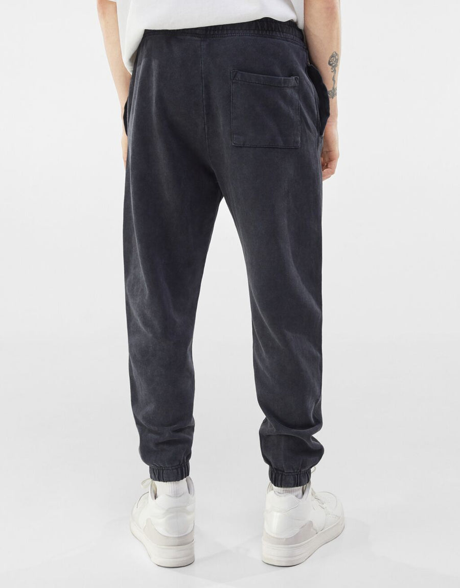 Black Soft & Cosy Acid Wash Jogger